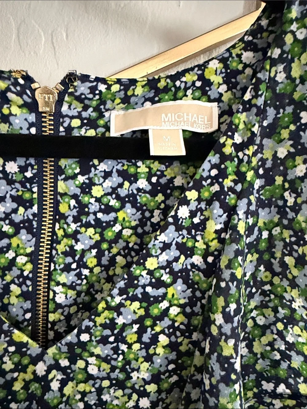 Michael Kors Navy Dress with Green & White Floral Print